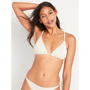 Old Navy Rib-Knit Triangle String Bikini Swim Top, size Small, Creme De La Creme